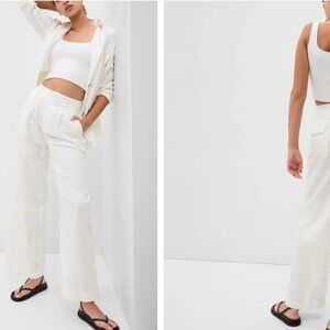 GAP White Pleated Linen Trouser Pants Size 6 / 28"
